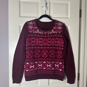 Talbots Bejeweled Crew Neck Sweater with Nordic Design